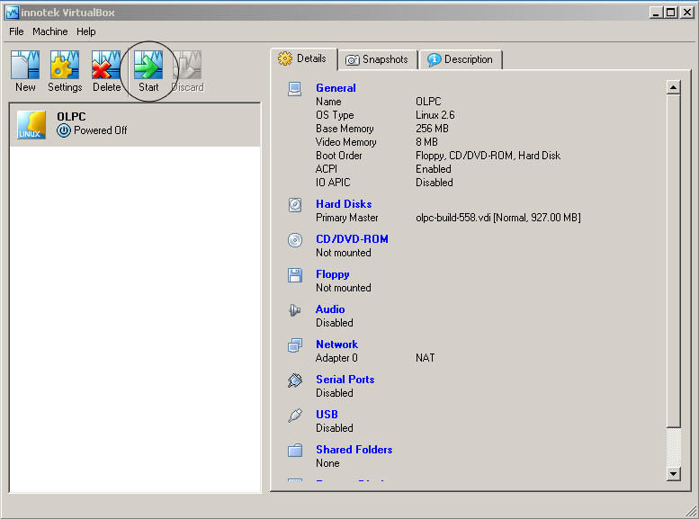 Ventana principal VirtualBox