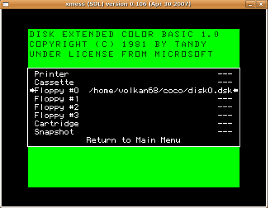 xmess coco floppy0 mapped to image